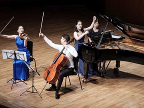 The Z.E.N. Trio are pianist Zhang Zuo, violinist Esther Yoo, and cellist Narek Hakhnazaryan.