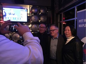 Conservative candidate Marc Dalton celebrates his win in Pitt Meadows—Maple Ridge on election night.