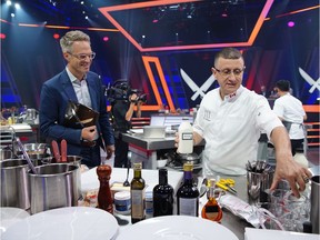 Vancouver's Chef Pino Posteraro competes on Iron Chef Canada, while floor reporter Chris Nuttall-Smith quizzes him about his game plan.