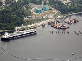 The Westridge Marine Terminal, the terminus of the Trans Mountain Pipeline,in Burrard Inlet in Burnaby.