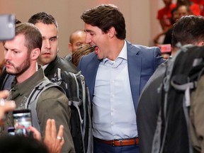 Liberal leader and Canadian Prime Minister Justin Trudeau attends a rally during an election campaign visit to Mississauga, Ontario, Canada October 12, 2019.