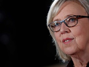 Green Party leader Elizabeth May attends a news conference after the French language federal election debate at the Canadian Museum of History in Gatineau, Quebec, Canada October 10, 2019. REUTERS/Stephane Mahe ORG XMIT: SIN847