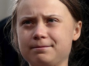 Swedish environmental activist Greta Thunberg attends a student-led climate change march and rally in Vancouver, Friday, Oct. 25, 2019.