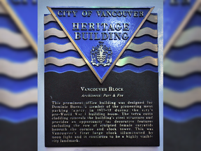 A dozen heritage plaques, resembling the one pictured, have been stolen from Vancouver buildings since March, leaving the city searching for ways to stop the thefts.