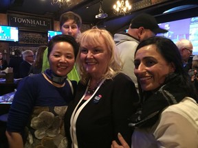 South Surrey-White Rock Conservative candidate Kerry-Lynne Findlay celebrates her victory on Monday night.