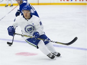 Petrus Palmu skates at a practice session during the September 2018 Young Stars Classic tournament in Penticton.