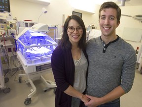 Andrea Chong and Nathan Fretz at B.C. Women's Hospital's neonatal intensive care unit. Their twin boys were born prematurely, at 32 weeks, on Oct. 4.