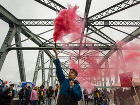 The Burrard Street Bridge is closed in both directions due to a climate protest taking place on Monday.