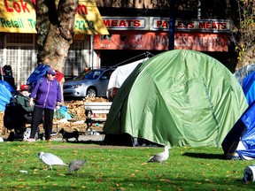 Oppenheimer Park following the shooting of a woman on the West side of the park on  October 27, 2019.