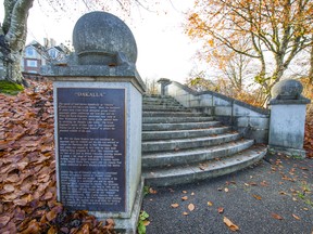 All that remains from the site of the Oakalla prison, which was closed in 1991, is this staircase marked by a plaque. There are now homes on the Burnaby site.