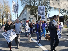 Strathcona residents protest against possible development of Prior Street in Vancouver on April 1, 2013.