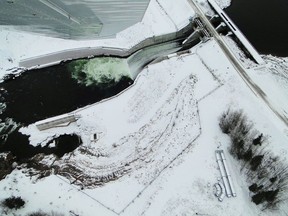 The Skins Lake Spillway that regulates the level of the Nechako Reservoir and the river levels downstream.