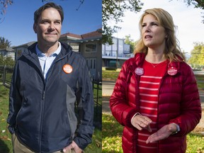 NDP candidate Don Davies (left) and Liberal Tamara Taggart are locked in a battle for Vancouver Kingsway.