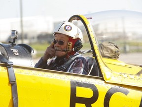 Gordon Helm, 84, a former Canadian fighter pilot got back in the air on Tuesday