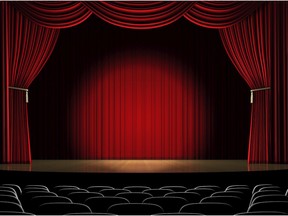 Theatre stage with curtain.