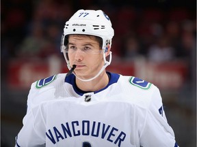 Nikolay Goldobin #77 of the Vancouver Canucks skates on the ice during the NHL game against the Arizona Coyotes at Gila River Arena on October 25, 2018 in Glendale, Arizona.