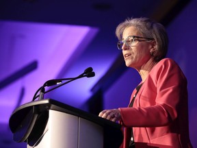 B.C. Housing Minister Selina Robinson speaks at the Housing Central Conference at the Sheraton Wall Centre in downtown Vancouver on Nov. 17, 2019.
