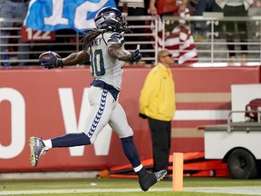 Seahawk Jadeveon Clowney recovers a fumble for a touchdown against San Francisco during the second quarter on Nov. 11.