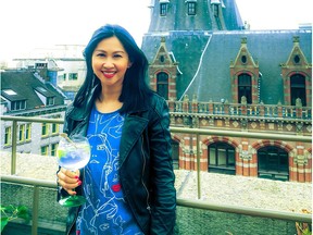 Joy Dayrit enjoying a cocktail at W Amsterdam during the Rooftop Festival.
