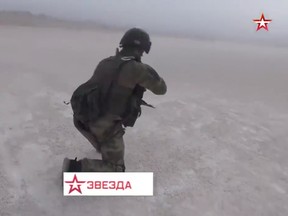 Zvezda television footage of the Russian landing.