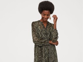 A stylish maxi dress can easily go from desk to after-work drinks. Perfect for the holiday party season ahead. A model wears a chiffon, animal-print dress from H&M, $59.99.