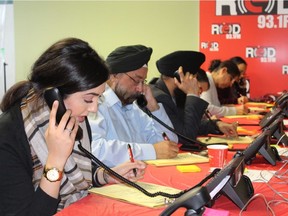 Hundreds of bilingual volunteers operate the 50 phones that are installed at Surrey Memorial Hospital for the annual RED 93.1FM Gurpurab radiothon.