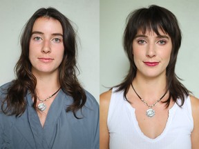 Zoe before, left, and after her makeover by Nadia Albano.