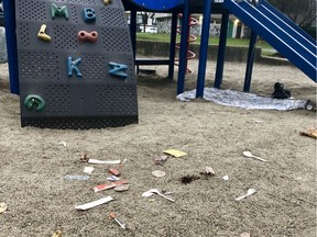 Needles and litter were found in a playground at MacLean Park in Vancouver's Strathcona neighbourhood.