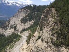 The last section of Trans-Canada Highway in the Kicking Horse Canyon near Golden B.C. planned for future improvements. Construction of any new road to access the river here would be difficult and costly.