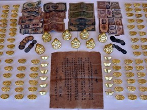 Props in the buried treasure scheme, seized by Richmond Mounties during anti-fraud investigations.