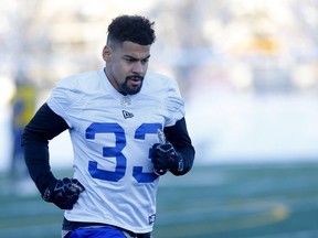 Winnipeg Blue Bombers, Andrew Harris during their practice at Shouldice Park in preparation for the 107th Grey Cup in Calgary on Wednesday, November 20, 2019. Darren Makowichuk/Postmedia