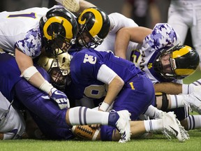 The defence of the Mount Douglas Rams came up big last year in the playoffs, including this semifinal game against Vancouver College Fighting Irish.