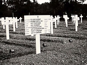 An early gravesite for Francis (Frank) Sheehan, an air gunner who was killed over the German town of Oberhaching on Oct, 2, 1943, at age 26.