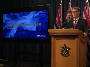 Health Minister Adrian Dix said he will introduce legislation this month to increase from the provincial sales tax from seven per cent to 20 per cent on vaping products, becoming the first province in Canada to specifically tax e-cigarettes.
