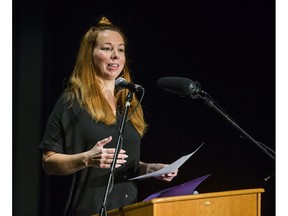 Controversial speaker Meghan Murphy gives a talk to a private audience at the Palmerston Library in Toronto, Ont. on Tuesday October 29, 2019.