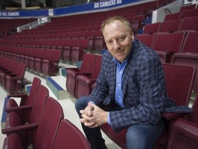 Former NHL goalie Corey Hirsch, now a sports broadcaster, at Rogers Arena in October 2019.