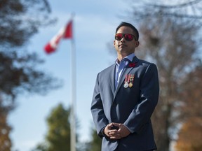 ‘Truly addressing veterans' transitions isn’t just acknowledging what is needed in the economy and reapplying their skills in the civilian sector,’ says Eric Lai, pictured on the UBC campus, who formed the Post-Traumatic Growth Association, an Edmonton-based non-profit that works to provide grassroots support for veterans and first responders.