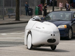 In this file photo, a velomobile makes its way through the streets of New Westminster, BC.