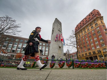 VANCOUVER, BC - November 11, 2019  - Walking the perimeter of the cenotaph during Remembrance Day ceremony at Victory Square  in Vancouver, BC, November 11, 2019.  (Arlen Redekop / PNG staff photo) (story by Sue Lazaruk) [PNG Merlin Archive]