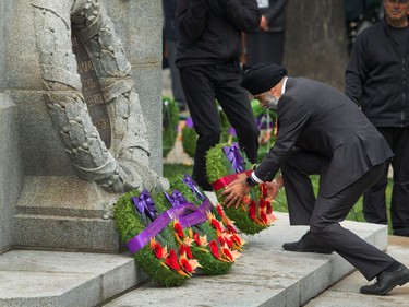 VANCOUVER, BC - November 11, 2019  - The Honourable Harjit Singh Sajjan places a wreath at the cenotaph during Remembrance Day ceremony  at Victory Square  in Vancouver, BC, November 11, 2019.  (Arlen Redekop / PNG staff photo) (story by Sue Lazaruk) [PNG Merlin Archive]