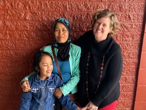 Surrey's Bridgeview Elementary principal Diana Ellis with Katijah Ibnu and her daughter Anisa.