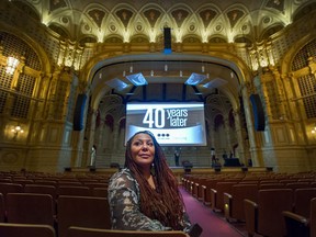 Angela Marie MacDougall, the executive director of Battered Women's Support Services, at the Orpheum theatre in Vancouver on Monday.