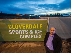 Mike Bola, president of the Cloverdale Community Association, at the planned site of the Cloverdale Arena.