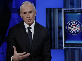 Hockey Night in Canada host Ron MacLean speaks about Don Cherry during the first period intermission on Saturday November 16, 2019.