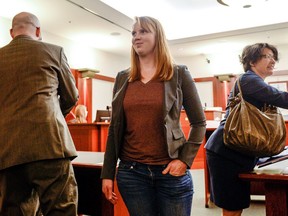 Tilli Buchanan smiles as she leaves Judge Kara Pettit's Third District Courtroom, Tuesday, Nov. 19, 2019, in Salt Lake City.