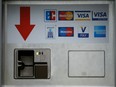 A card slot for various credit and payment cards is pictured in Duesseldorf, Germany, April 7, 2016.