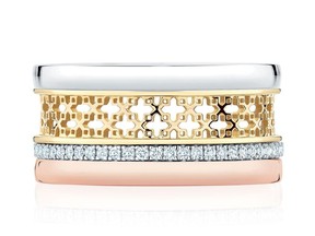 Birks Iconic Dare to Dream Tri-Gold Stackable Ring.