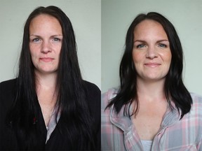 Breanne Moerchfelder before, left, and after her makeover with Nadia Albano.