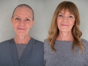 Realtor and cancer survivor Wendi Warm before, left, and after her makeover with Nadia Albano.