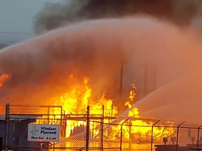 Fire crews in Chilliwack are battling a large fire that broke out at Windsor Plywood, north of the train tracks on Vedder Road.